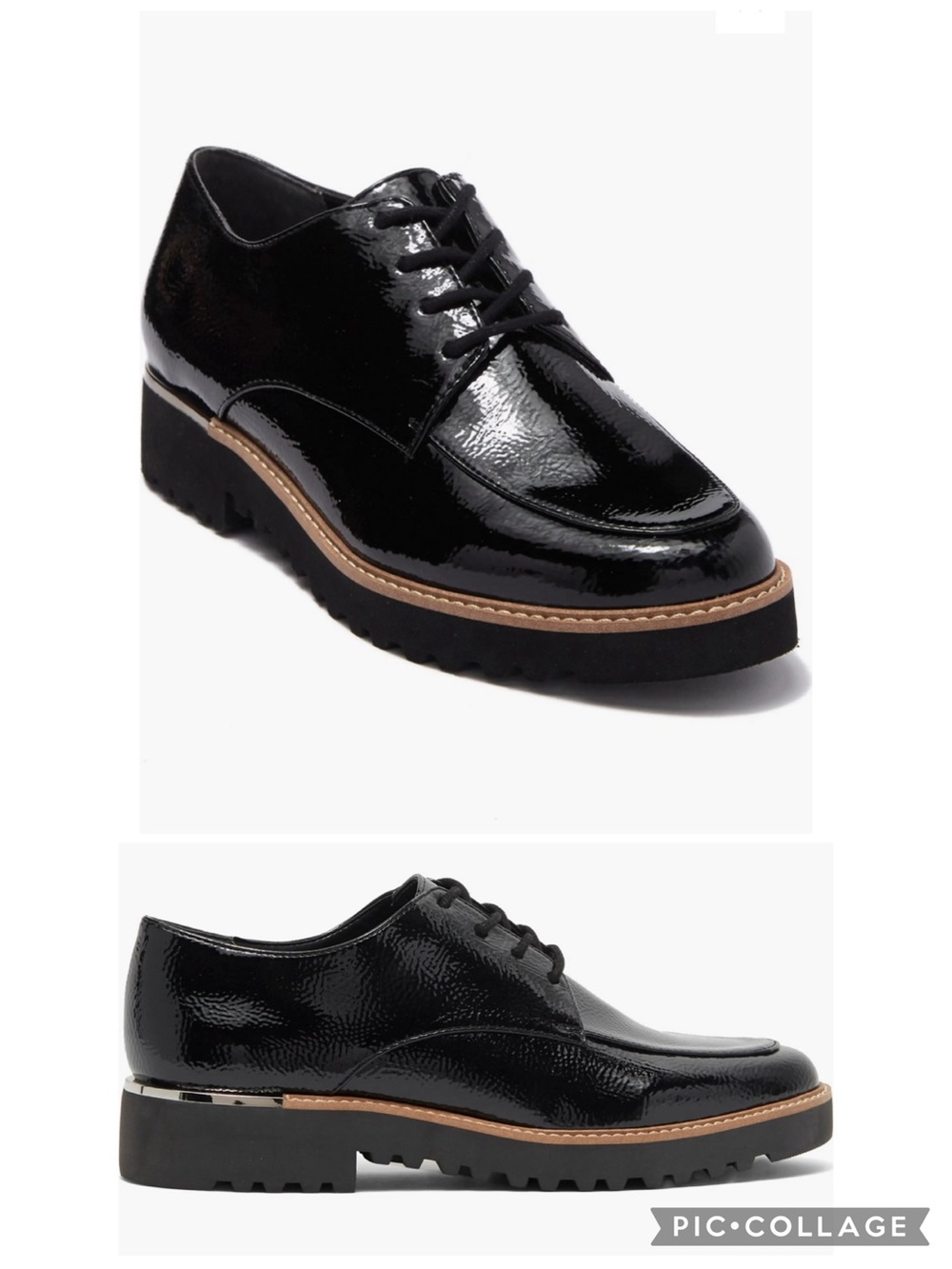 Franco Sarto Charles Black Patent Derby Lug Sole Shoe 11 Preppy Quiet Luxury